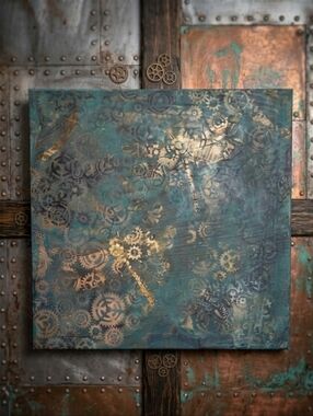 Steampunk Dragonfly Canvas Mixed Media Wall Art Industrial Grunge OOAK